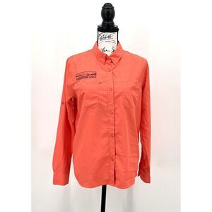Patagonia‎ Womens Fishing Shirt Size Small Long Sleeve Orange Henrys Fork Lodge